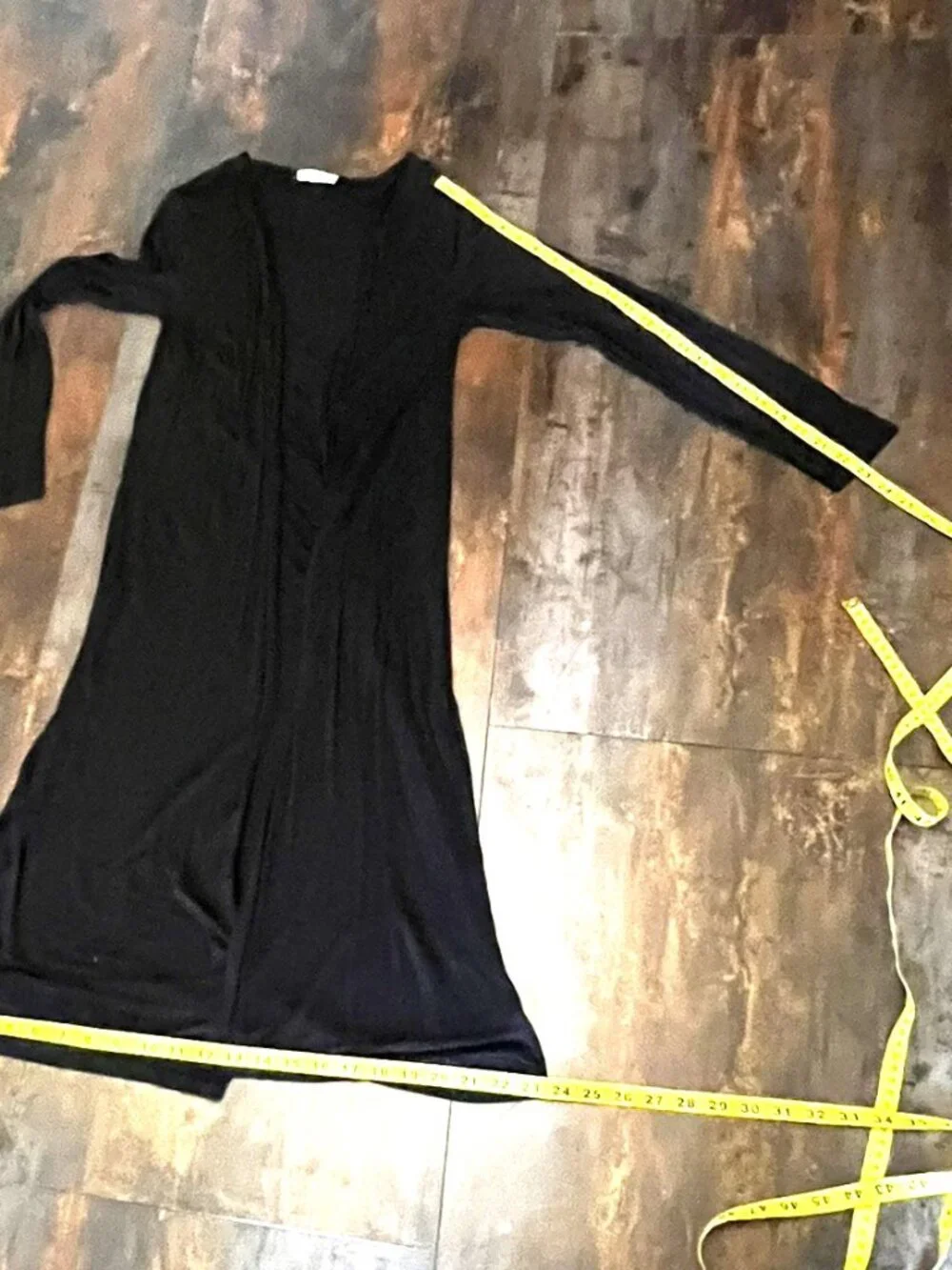 Zenana Outfitters Sheer Black Chico Long Sleeve Open Front Midi Duster, Size S